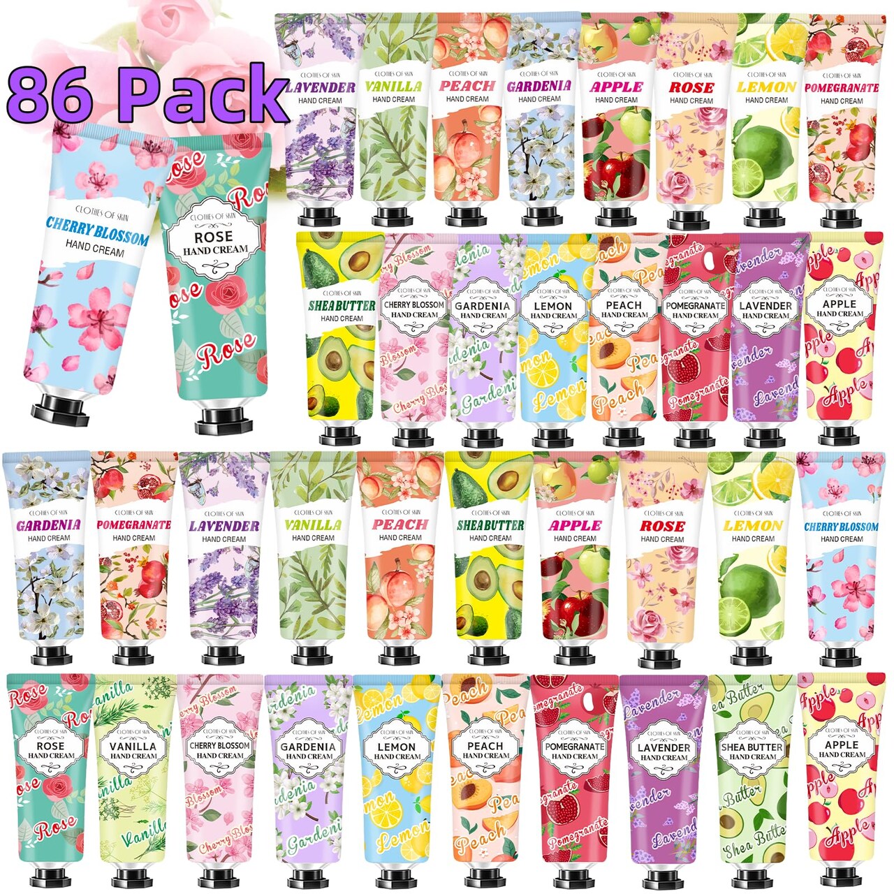 86 Pack Hand Cream Bulk Gifts for Women,Teen Girls,Easter Basket Stuffers,Mothers Day Gifts,Teacher Appreciation Gifts,Nurses Gifts ,Natural Plant Fragrance Travel Size Lotion for Dry Cracked Hands